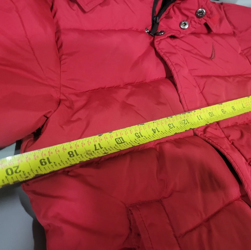Nautica Youth Boys Puffer Down Jacket Burgundy Water Resistant Size 10-12 - Picture 5 of 9